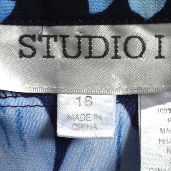 Studio I Blue Floral Sleeveless Shirt Dress - Picture 6 of 7